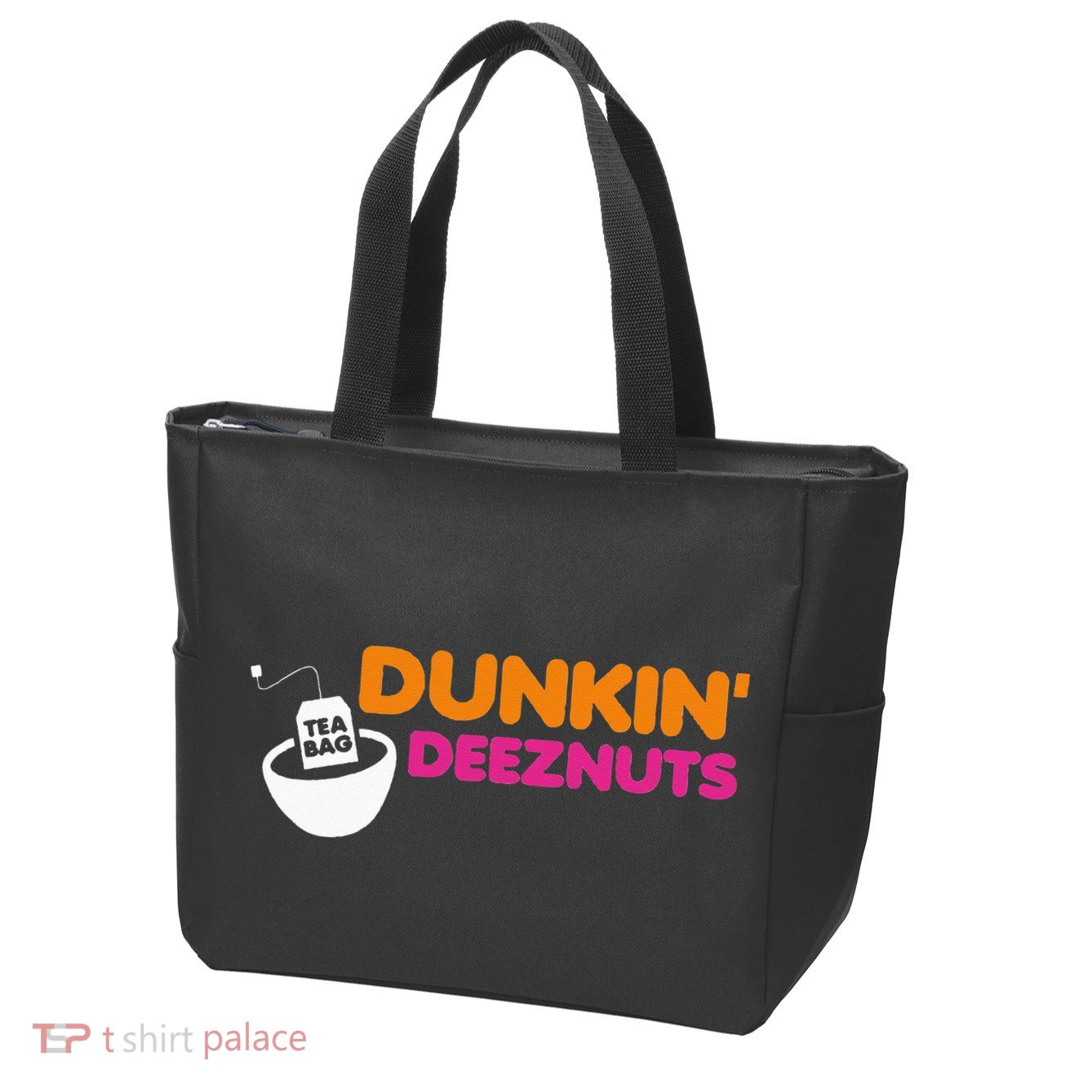 Dunkin Deez Nuts Funny Dunkin Deeznuts Tea Bag Zip Tote Bag