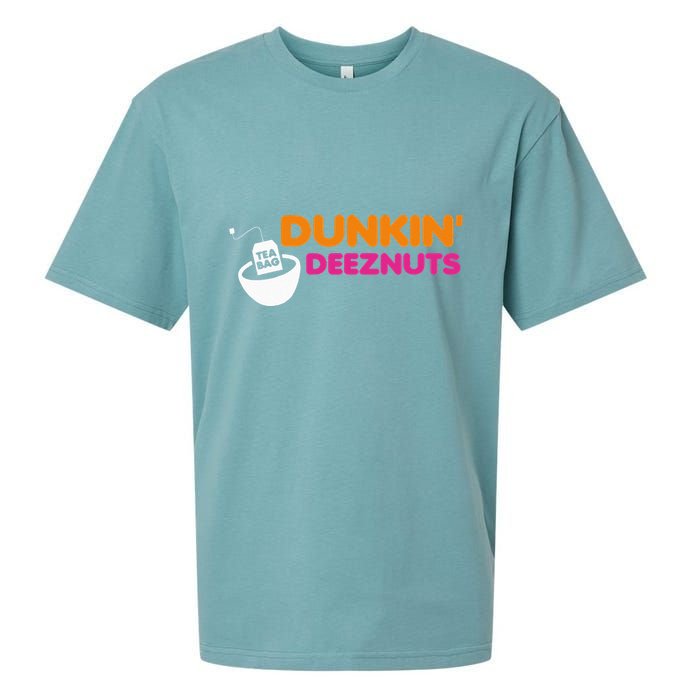 Dunkin Deez Nuts Funny Dunkin Deeznuts Tea Bag Sueded Cloud Jersey T-Shirt