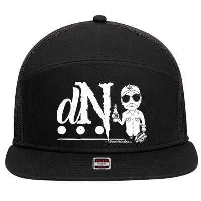 DN Drunk Neighbor 3Dot Logo (C) The Lit Texan (Dark) 7 Panel Mesh Trucker Snapback Hat