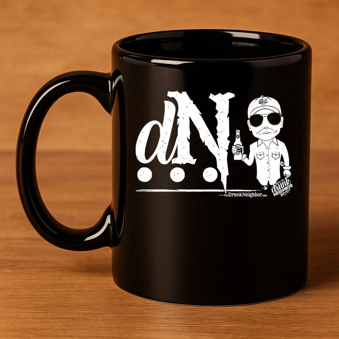DN Drunk Neighbor 3Dot Logo (C) The Lit Texan (Dark) 11oz C Handle Ceramic Mug