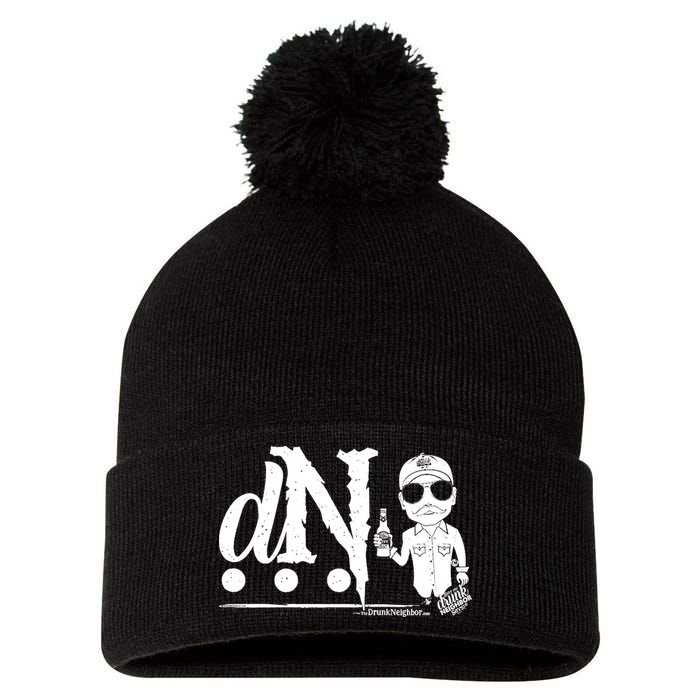 DN Drunk Neighbor 3Dot Logo (C) The Lit Texan (Dark) Pom Pom 12in Knit Beanie