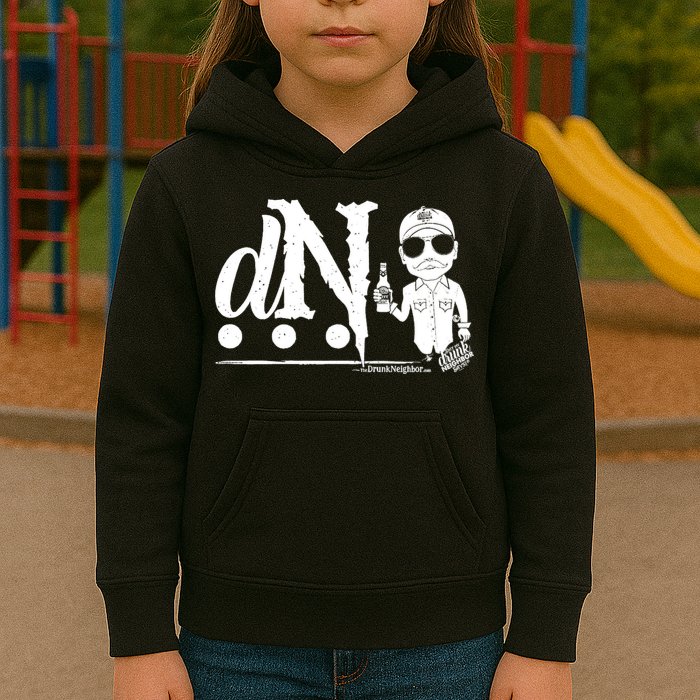 DN Drunk Neighbor 3Dot Logo (C) The Lit Texan (Dark) Kids Hoodie