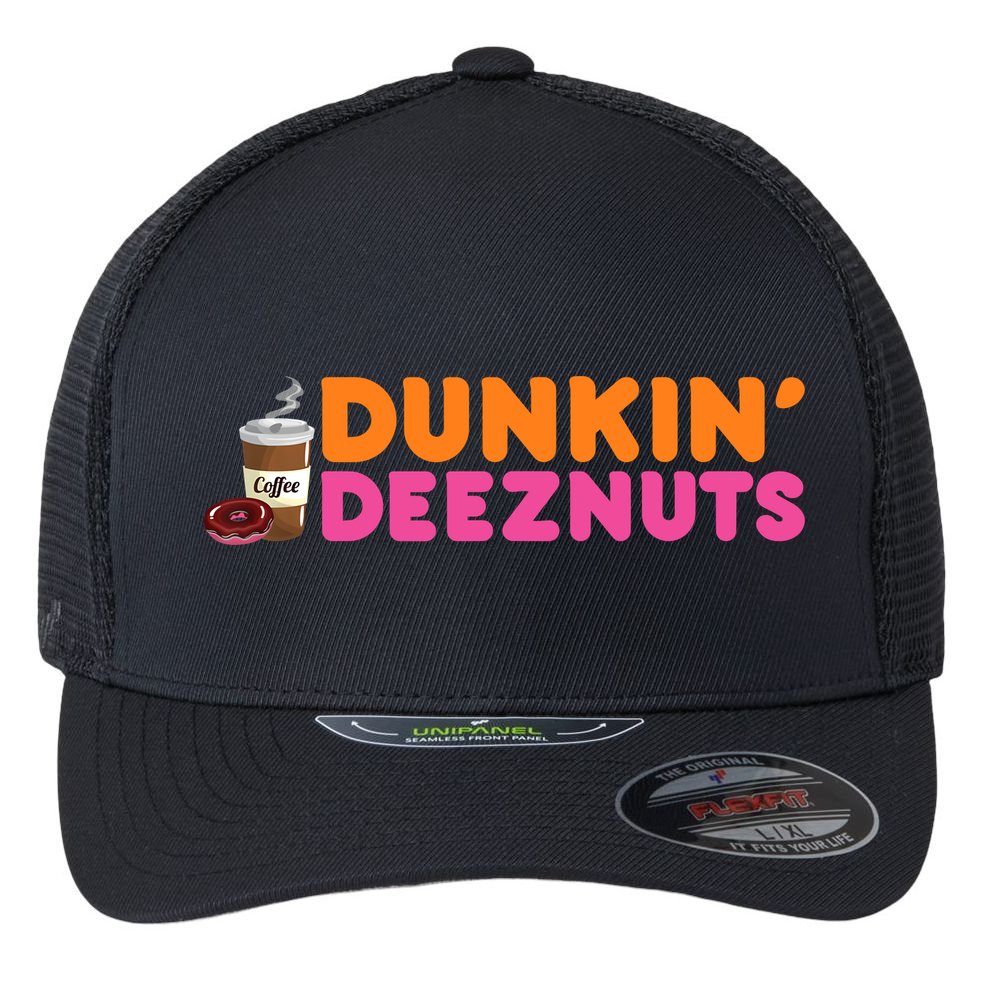 Dunkin Deez Nuts Funny Dunkin Deeznuts Coffee Lover Flexfit Unipanel Trucker Cap