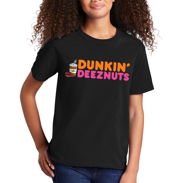 Dunkin Deez Nuts Funny Dunkin Deeznuts Coffee Lover Kids T-Shirt