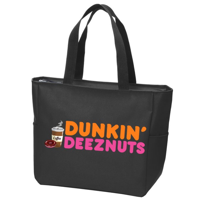 Dunkin Deez Nuts Funny Dunkin Deeznuts Coffee Lover Zip Tote Bag