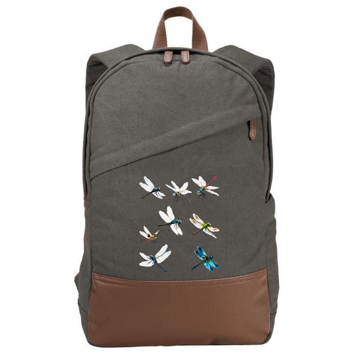 Dragonfly Dragonflies Natural Mosquito Repellent Biting Bugs Cotton Canvas Backpack