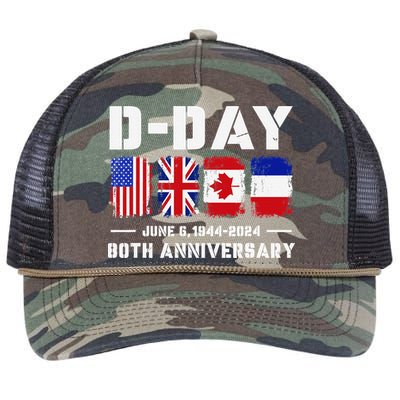 D Day Normandy Landings 80th Anniversary 1944 2024 Retro Rope Trucker Hat Cap