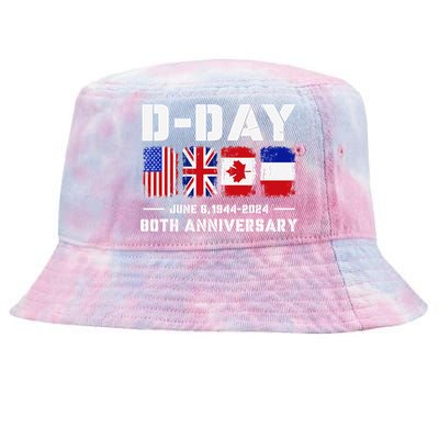 D Day Normandy Landings 80th Anniversary 1944 2024 Tie-Dyed Bucket Hat