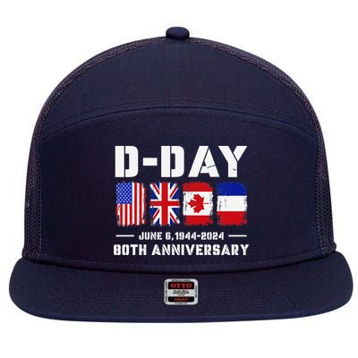 D Day Normandy Landings 80th Anniversary 1944 2024 7 Panel Mesh Trucker Snapback Hat