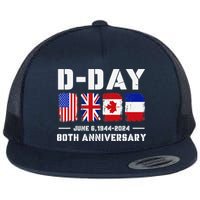 D Day Normandy Landings 80th Anniversary 1944 2024 Flat Bill Trucker Hat