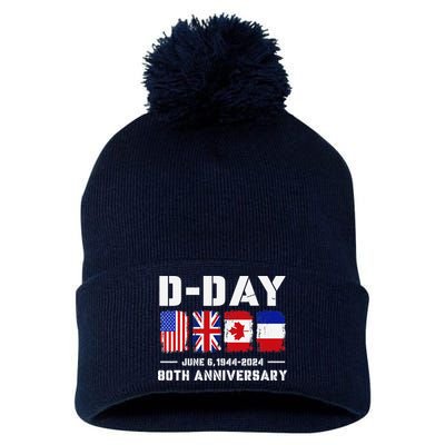 D Day Normandy Landings 80th Anniversary 1944 2024 Pom Pom 12in Knit Beanie