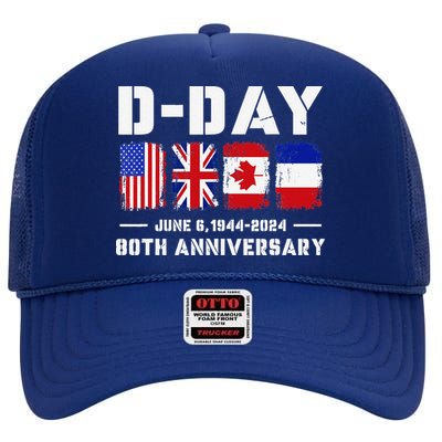 D Day Normandy Landings 80th Anniversary 1944 2024 High Crown Mesh Back Trucker Hat