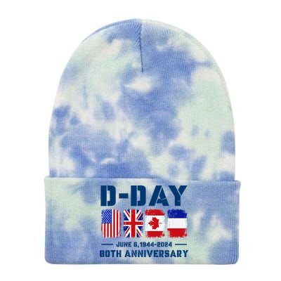 D Day Normandy Landings 80th Anniversary 1944 2024 Tie Dye 12in Knit Beanie