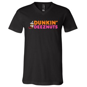 Dunkin Deez Nuts Funny Dunkin Deeznuts Coffee Lover V-Neck T-Shirt