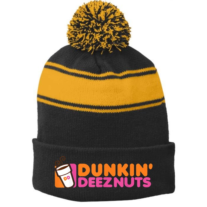 Dunkin Deez Nuts Dunkin Deeznuts Stripe Pom Pom Beanie