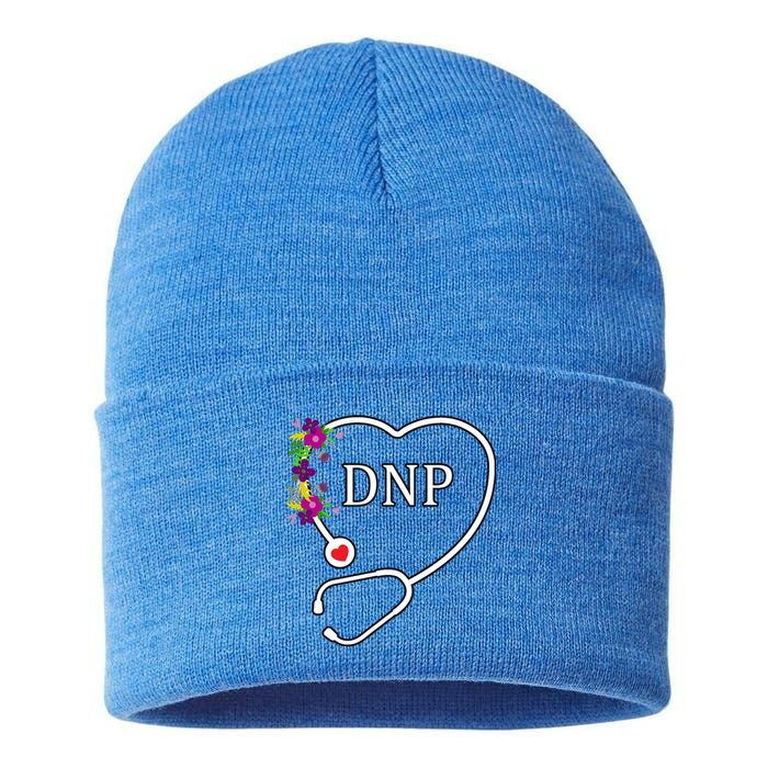 Dnp Doctor Nursing Practice Floral Stethoscope Heart Gift Sustainable Knit Beanie