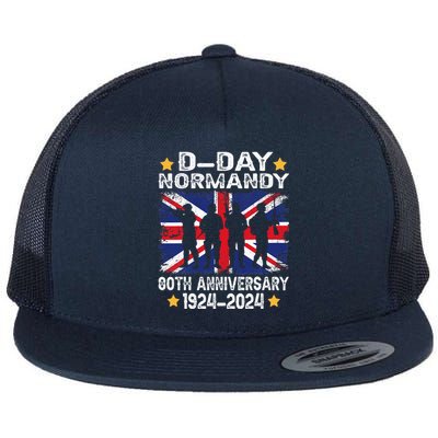 D Day Normandy Landings 80th Anniversary 1944 2024 Uk Flag Flat Bill Trucker Hat