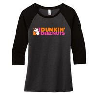 Dunkin Deez Nuts Dunkin Deeznuts Women's Tri-Blend 3/4-Sleeve Raglan Shirt