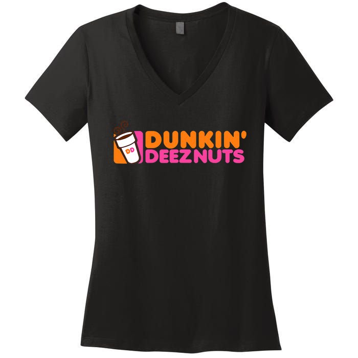 Dunkin Deez Nuts Dunkin Deeznuts Women's V-Neck T-Shirt