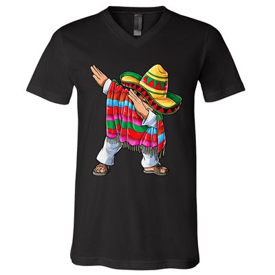 Dabbing Dab Nacho Average Dad Mexican Sombrero Father Cinco De Mayo Daddy Fiesta V-Neck T-Shirt