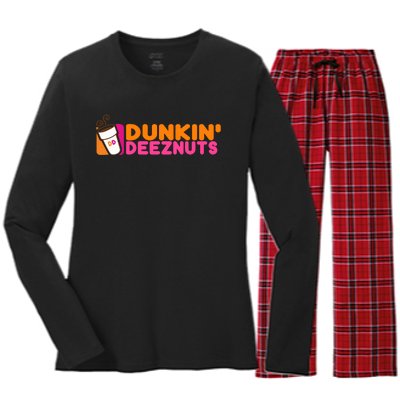 Dunkin Deez Nuts Dunkin Deeznuts Women's Long Sleeve Flannel Pajama Set 