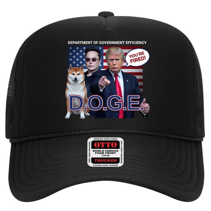 Doge Department Of Government Efficiency High Crown Mesh Back Trucker Hat