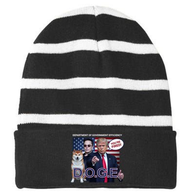 Doge Department Of Government Efficiency Striped Beanie with Solid Band