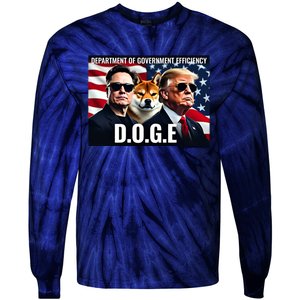 Doge Department Of Government Efficiency Tie-Dye Long Sleeve Shirt