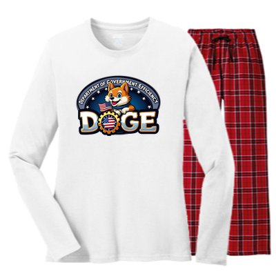 Doge Department Of Government Efficiency Women's Long Sleeve Flannel Pajama Set 