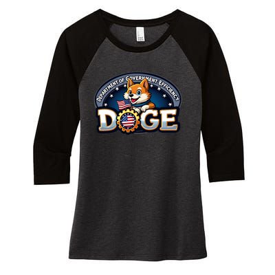 Doge Department Of Government Efficiency Women's Tri-Blend 3/4-Sleeve Raglan Shirt