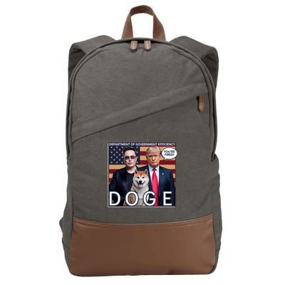 Doge Department Of Government Efficiency Cotton Canvas Backpack