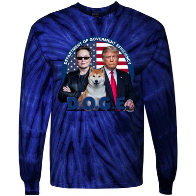 Doge Department Of Government Efficiency Tie-Dye Long Sleeve Shirt