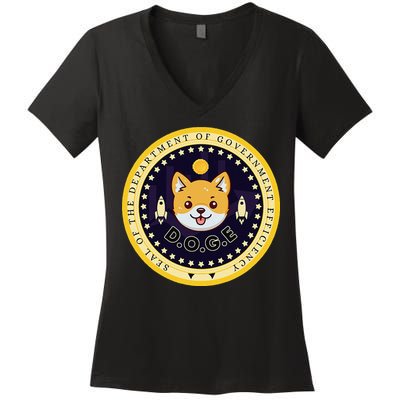 D.O.G.E Department Of Government Efficiency Crypto Cbdc Women's V-Neck T-Shirt