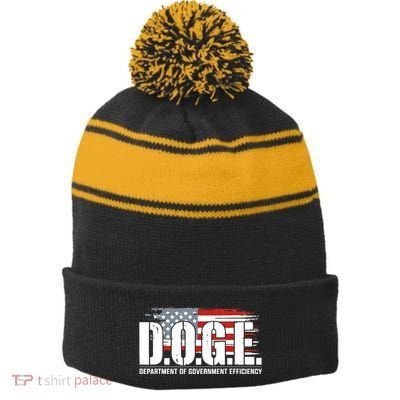 Doge Department Of Government Efficiency D.O.G.E Stripe Pom Pom Beanie