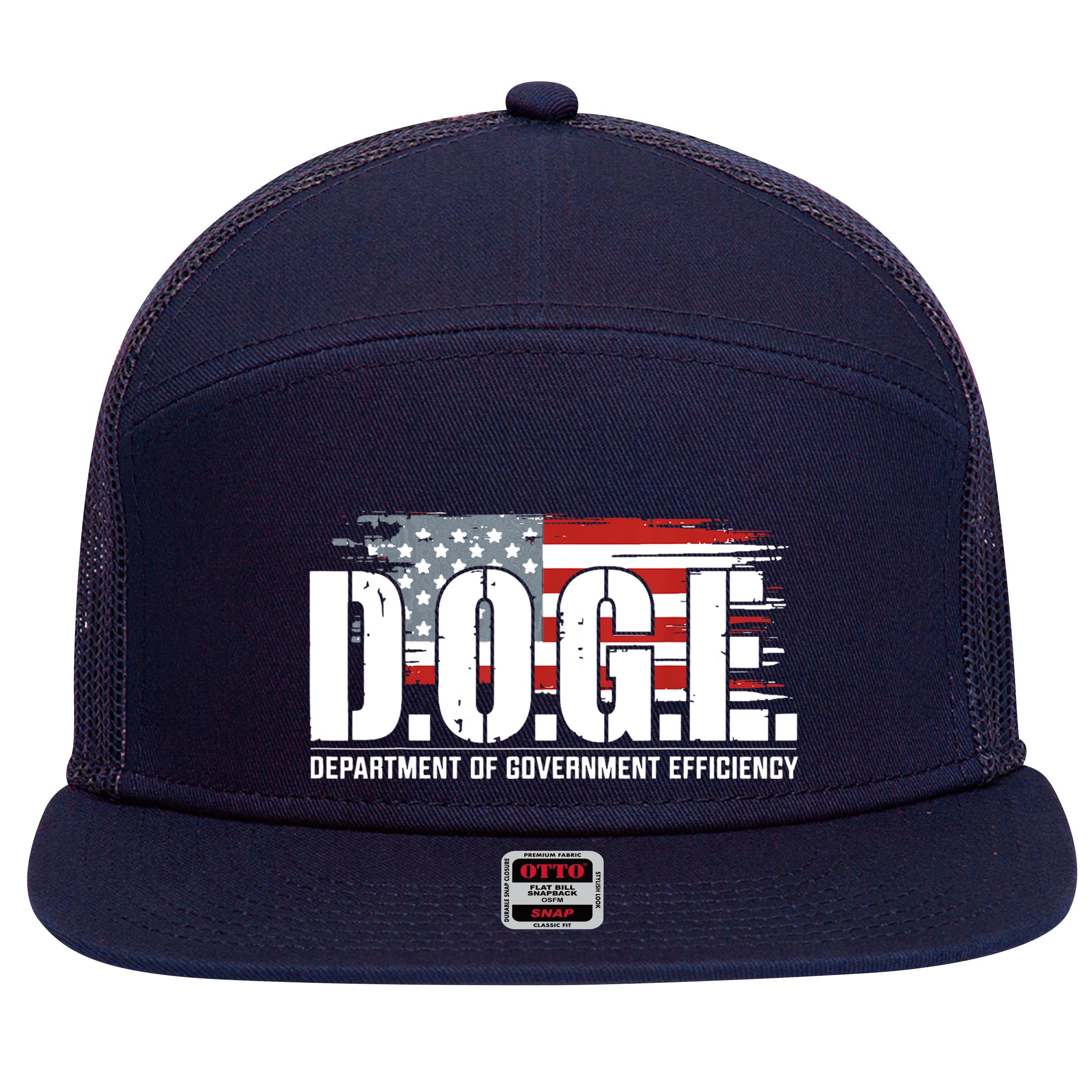 Doge Department Of Government Efficiency D.O.G.E 7 Panel Mesh Trucker Snapback Hat