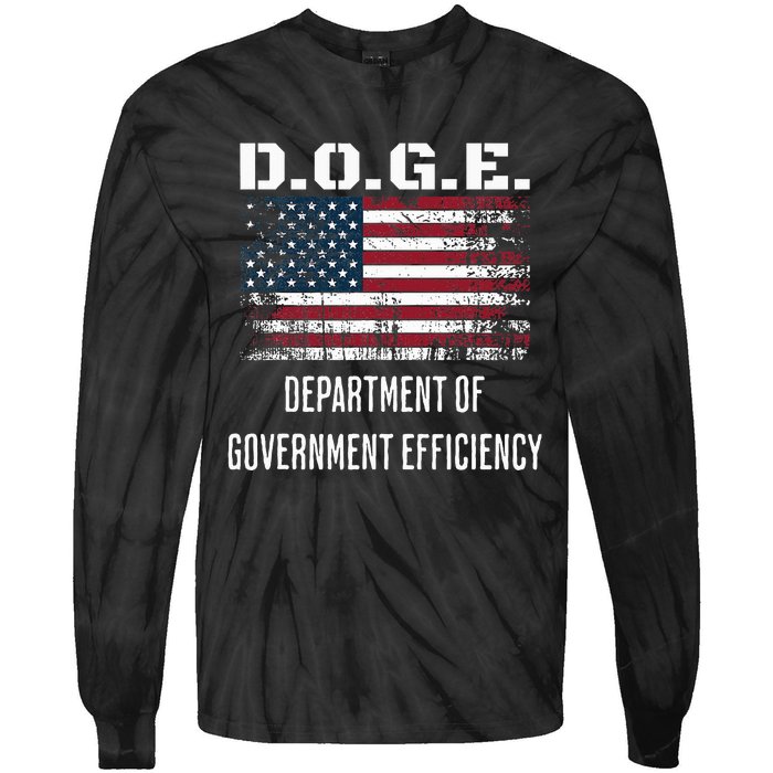 D.O.G.E. Department Of Government Efficiency Satirical Humor Tie-Dye Long Sleeve Shirt