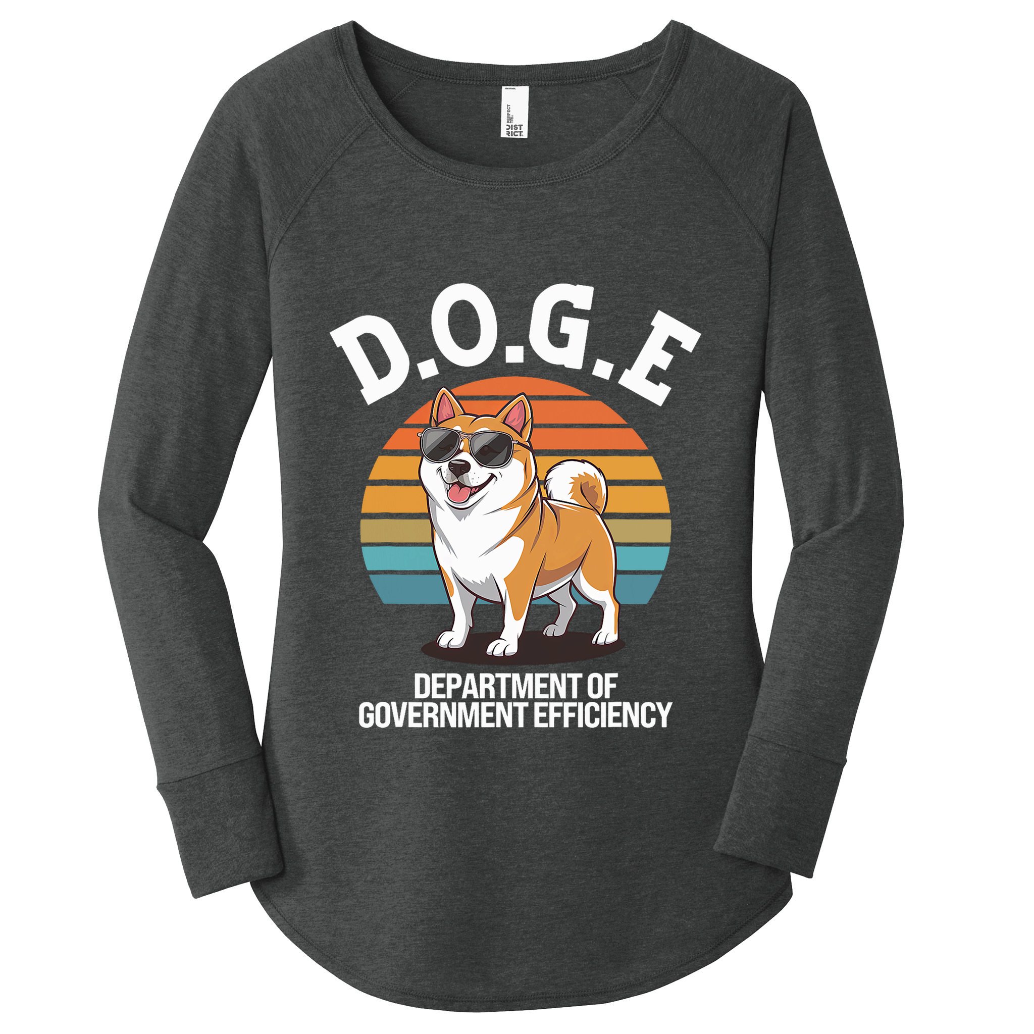 Doge Department Of Government Efficiency Cute Shiba Inu Dog Women's Perfect Tri Tunic Long Sleeve Shirt