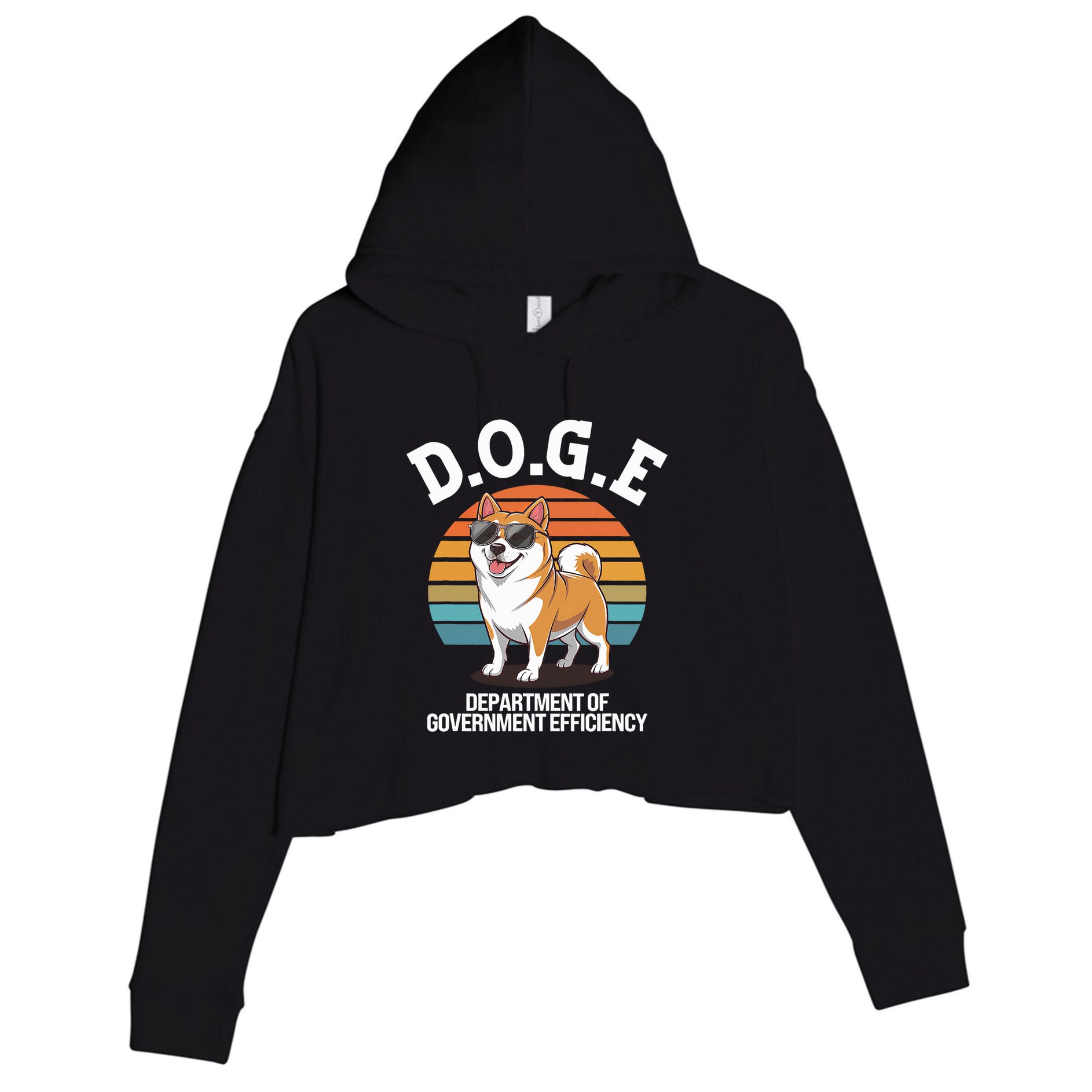 Doge Department Of Government Efficiency Cute Shiba Inu Dog Crop Fleece Hoodie