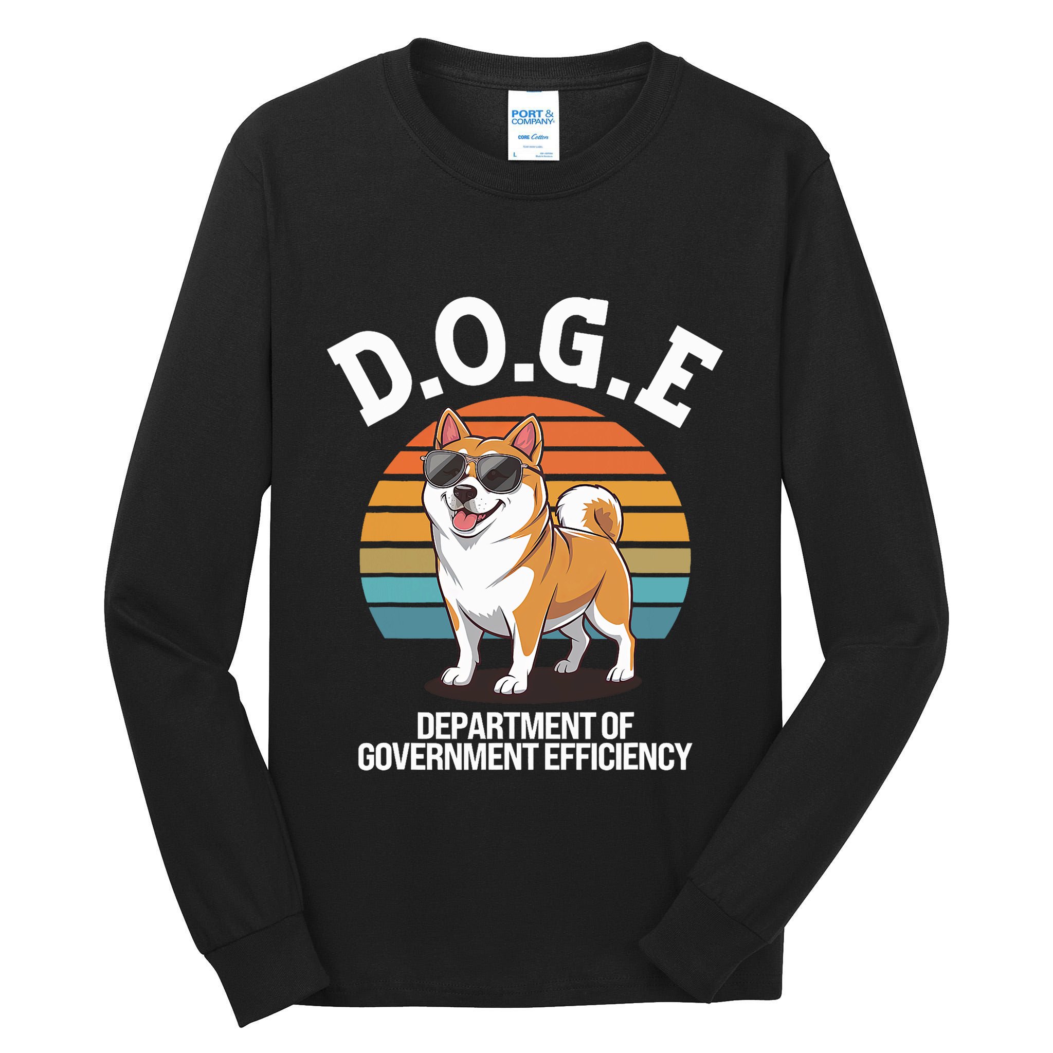 Doge Department Of Government Efficiency Cute Shiba Inu Dog Tall Long Sleeve T-Shirt
