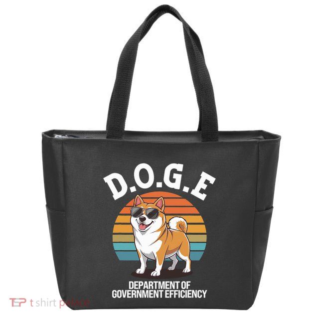 Doge Department Of Government Efficiency Cute Shiba Inu Dog Zip Tote Bag