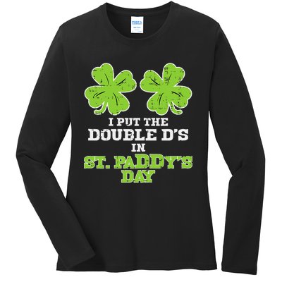 Double Ds On St Paddys Day Shamrock Funny Patricks Ladies Long Sleeve Shirt