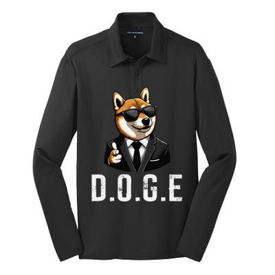 D.O.G.E Department Of Government Efficiency Doge Trump Silk Touch Performance Long Sleeve Polo