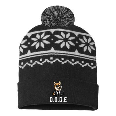 D.O.G.E Department Of Government Efficiency Doge Trump USA-Made Snowflake Beanie