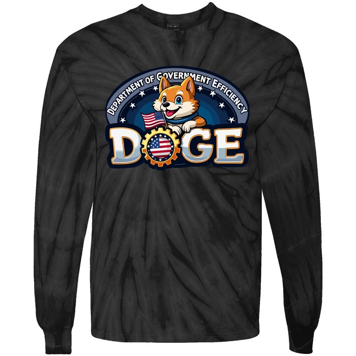 Doge Department Of Government Efficiency Tie-Dye Long Sleeve Shirt