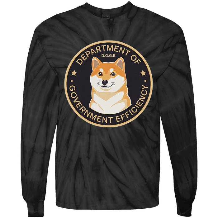 Doge Department Of Government Efficiency Shiba Inu Dog Coin Tie-Dye Long Sleeve Shirt