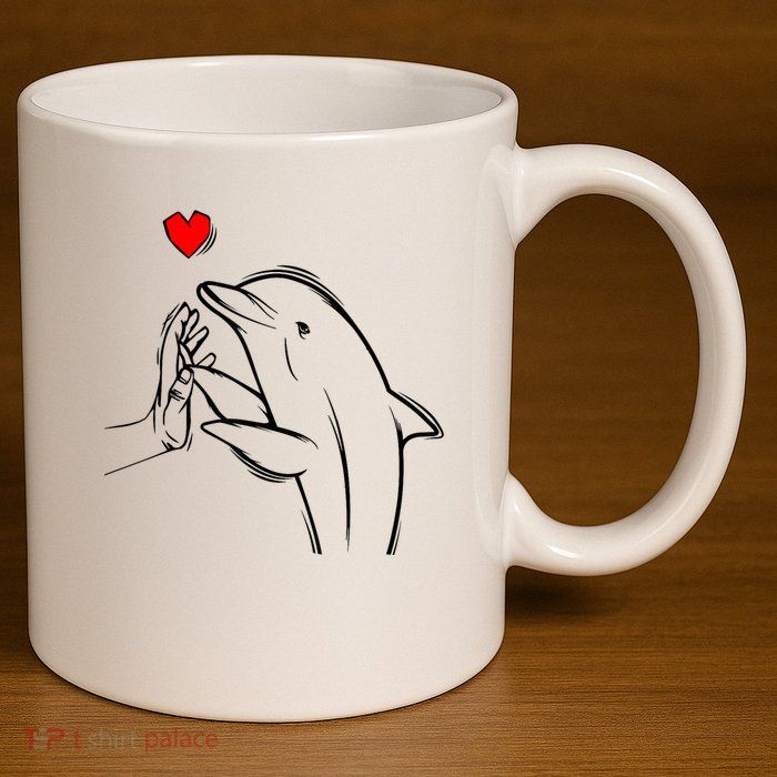 Dolphin 11oz C Handle Ceramic Mug