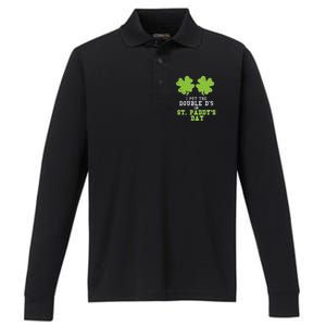 Double Ds On St Paddys Day Shamrock Funny Patricks Performance Long Sleeve Polo