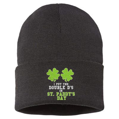 Double Ds On St Paddys Day Shamrock Funny Patricks Sustainable Knit Beanie