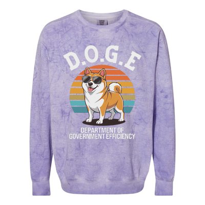 Doge Department Of Government Efficiency Cute Shiba Inu Dog Colorblast Crewneck Sweatshirt