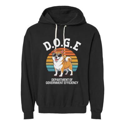 Doge Department Of Government Efficiency Cute Shiba Inu Dog Garment-Dyed Fleece Hoodie